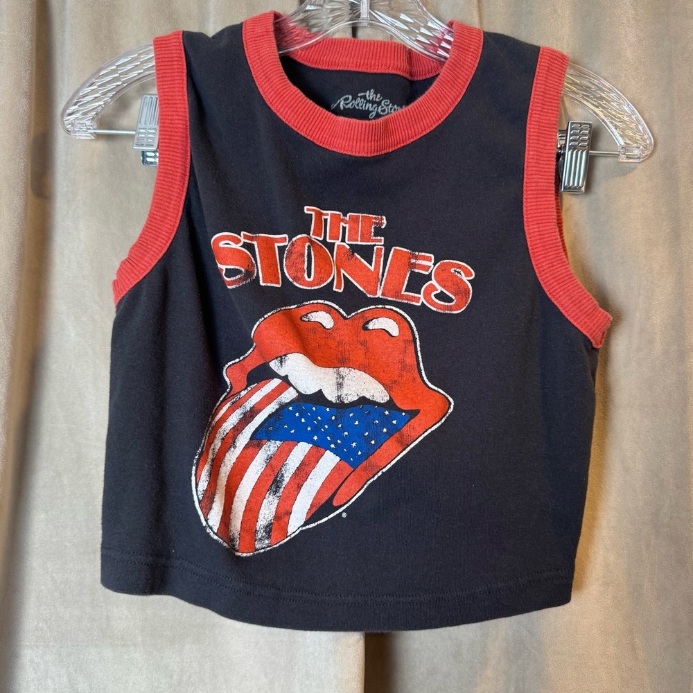 The Rolling Stones Black and Red Crop Tank Top Vintage Inspired Festival